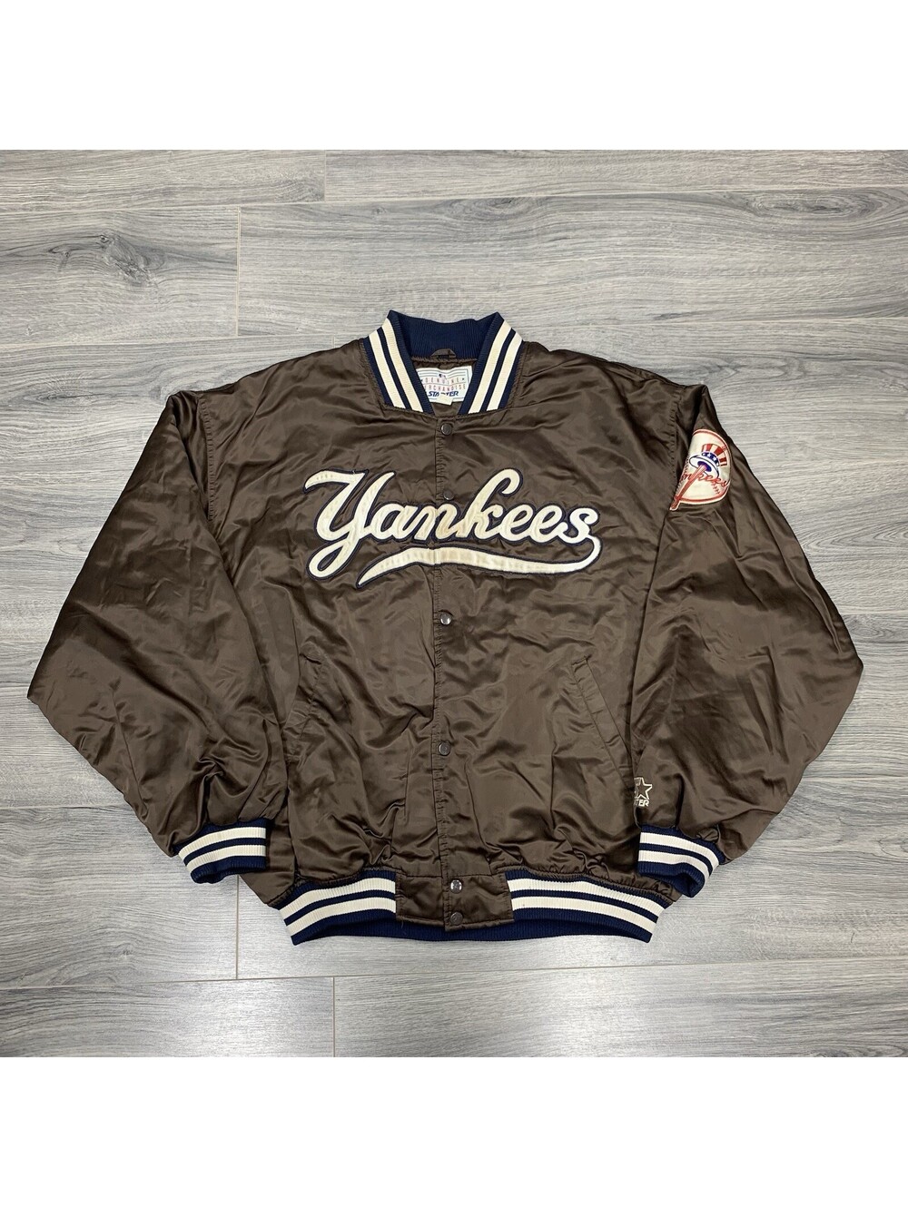 Vintage Starter New York Yankees Satin Jacket XXL Rare Men’s Brown Major League